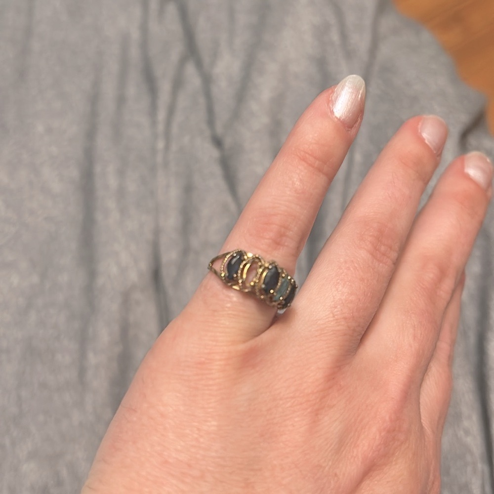 Sapphire & Aquamarine 925 Sterling Vintage Ring - Picture 3 of 9